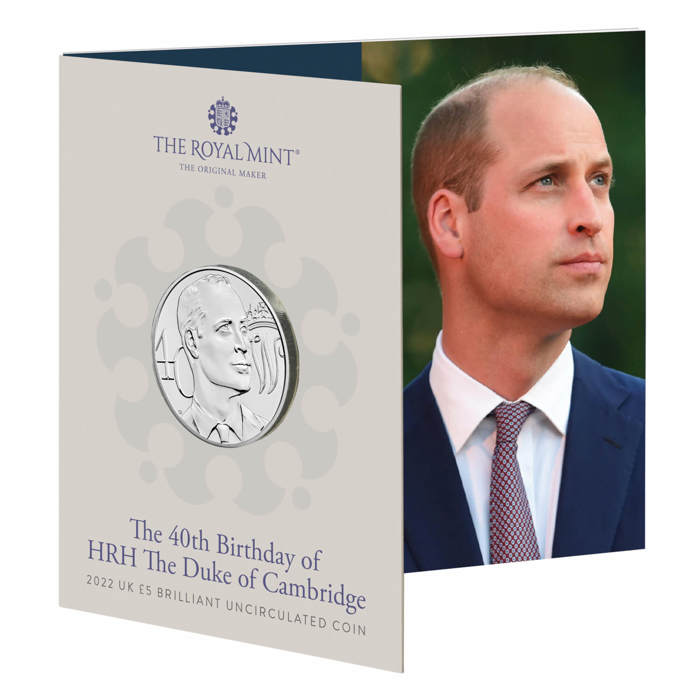 The 40th Birthday of HRH The Duke of Cambridge 2022 UK £5 Brilliant Uncirculated Coin 
