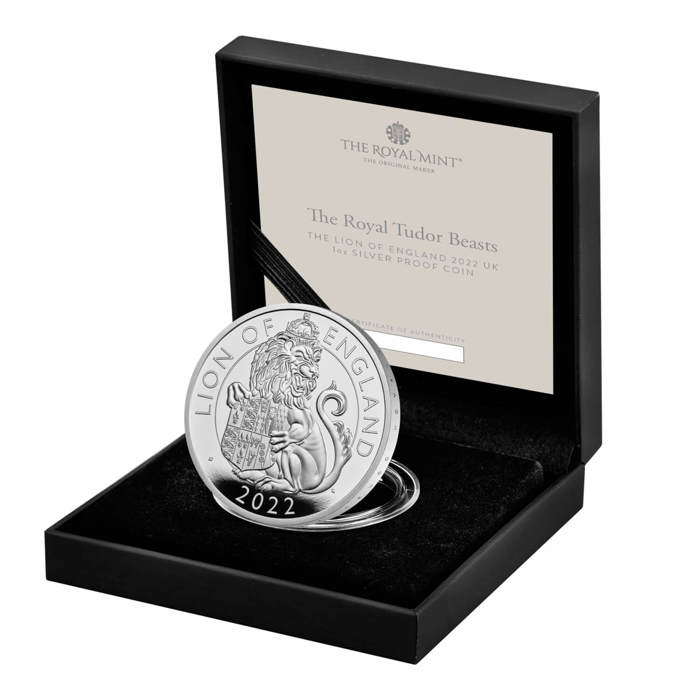 The Royal Tudor Beasts The Lion of England 2022 UK 1oz Silver Proof Coin