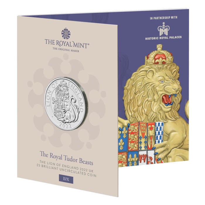 The Royal Tudor Beasts The Lion of England 2022 UK £5 Brilliant Uncirculated Coin