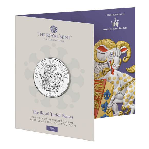 The Royal Tudor Beasts The Yale of Beaufort 2023 UK £5 Brilliant Uncirculated Coin