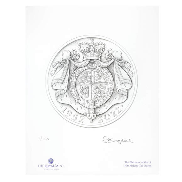 The Platinum Jubilee of Her Majesty The Queen 2022 Limited-Edition John Bergdahl Reverse Design Print 