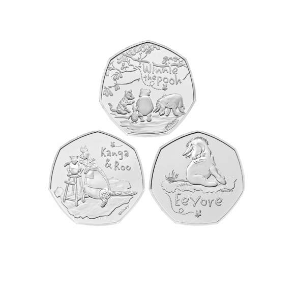 Winnie the Pooh & Friends 2022 UK 50p Brilliant Uncirculated Coin 3 Coin Series