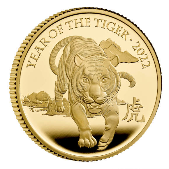 Lunar Year of the Tiger 2022 United Kingdom Quarter-Ounce Gold Proof Coin
