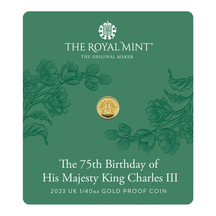 The 75th Birthday of His Majesty King Charles III 2023 UK 1/40oz Gold Proof Coin