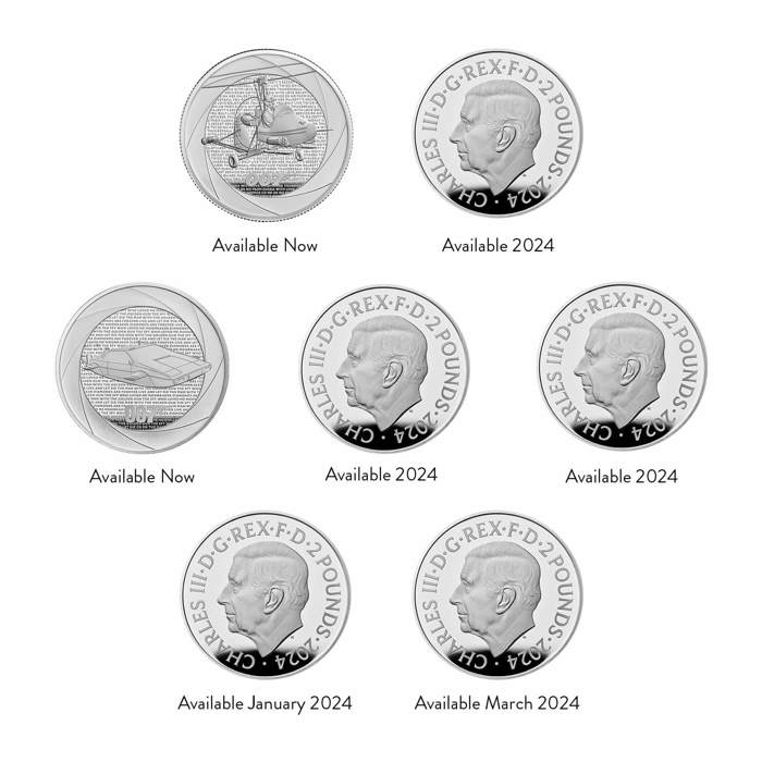 Six Decades of 007 UK 1oz Silver Proof Seven-Coin Collection