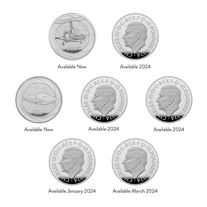 Six Decades of 007 UK 5oz Silver Proof Seven-Coin Collection