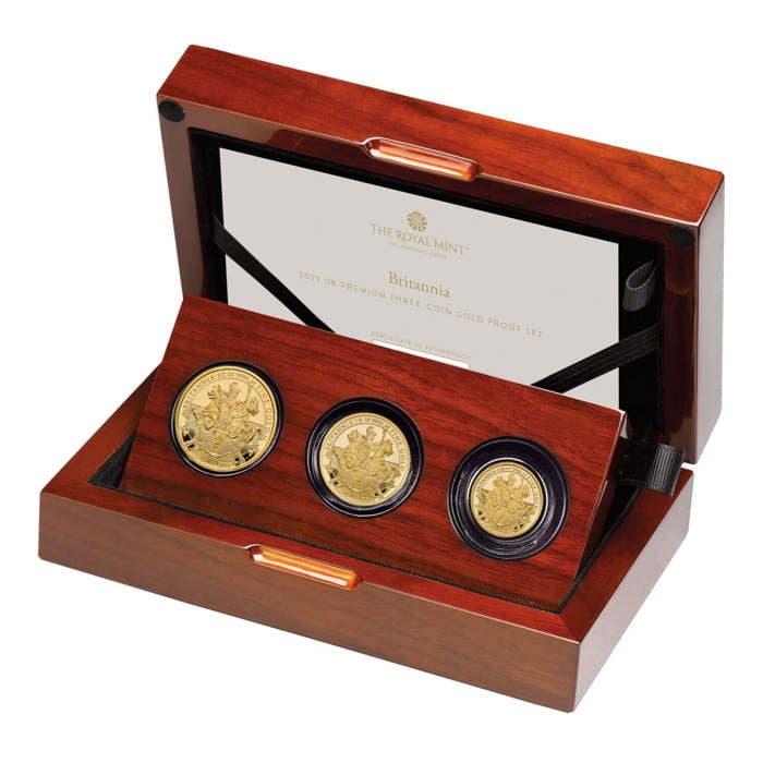 The Britannia 2023 UK Premium Three-Coin Gold Proof Set