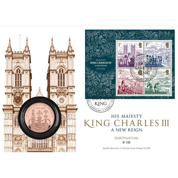 The Coronation of His Majesty King Charles III 2023 UK £5 Gold Proof Coin Cover