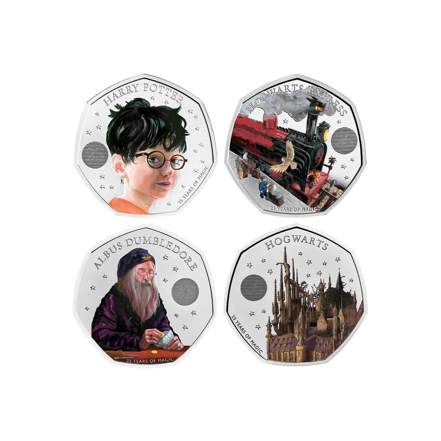 Harry Potter 50p Colour Brilliant Uncirculated Proof Four-Coin Series