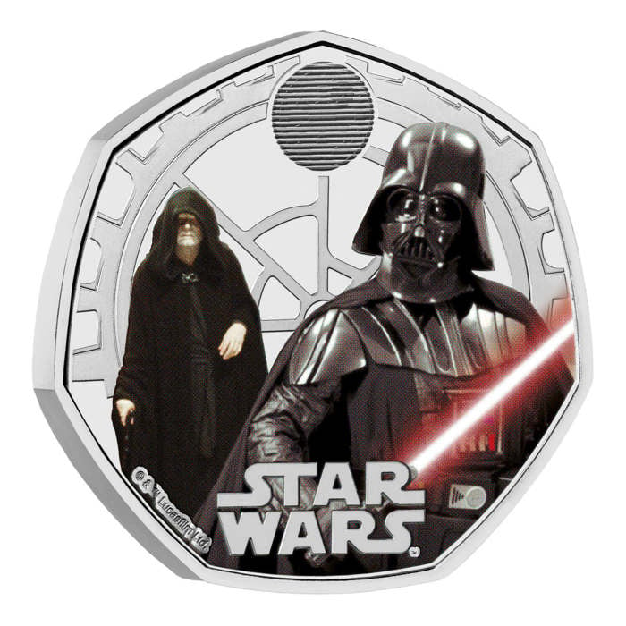 Star Wars Darth Vader and Emperor Palpatine 2023 UK 50p Brilliant Uncirculated Colour Coin