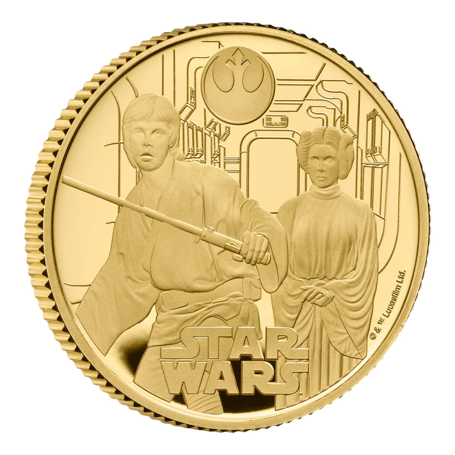 Star Wars Luke Skywalker and Princess Leia 2023 UK 1/4oz Gold