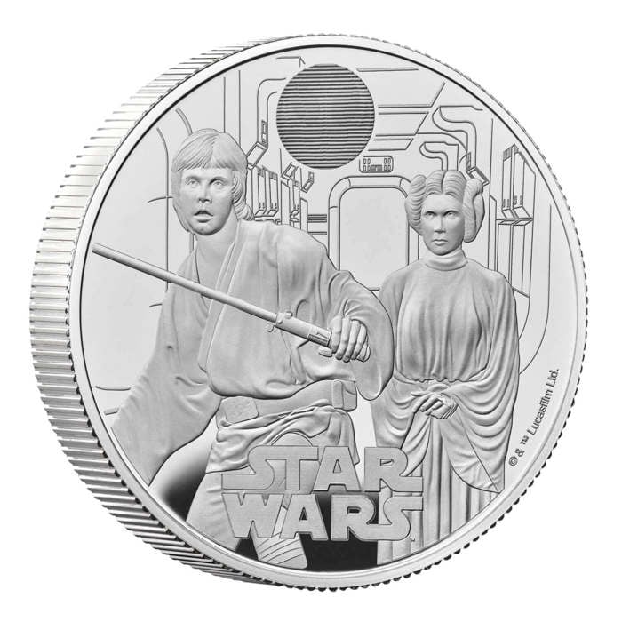 Star Wars Luke Skywalker and Princess Leia 2023 UK 2oz Silver Proof Coin