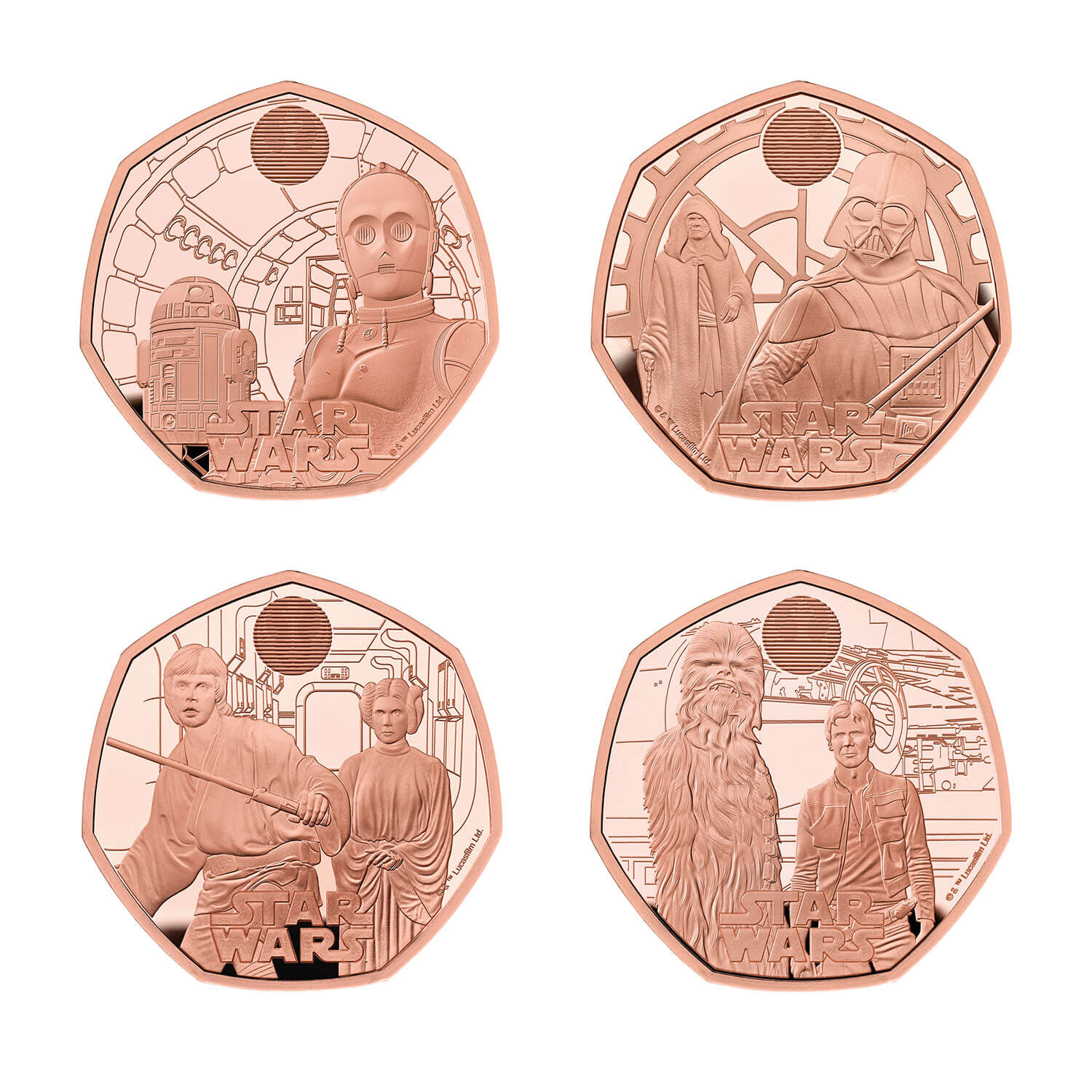 Star Wars 2023 UK 50p Gold Proof Four-Coin Collection