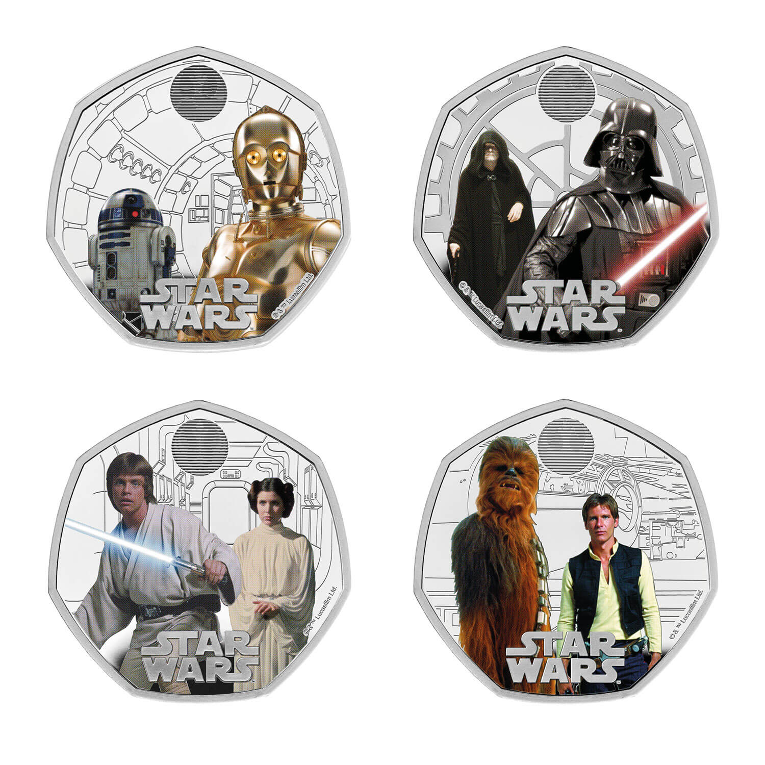 Star Wars 2023 UK 50p Silver Proof Colour Four-Coin Collection