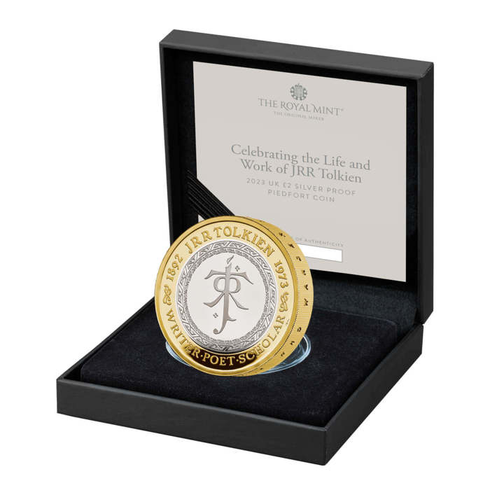 Celebrating the Life and Work of JRR Tolkien 2023 UK £2 Silver Proof Piedfort Coin