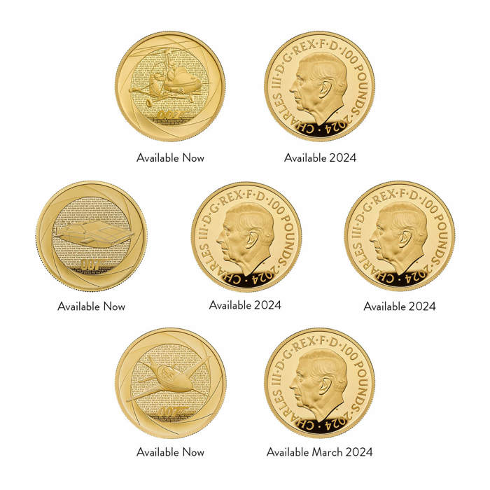 Six Decades of 007 UK 1oz Gold Proof Seven-Coin Collection 