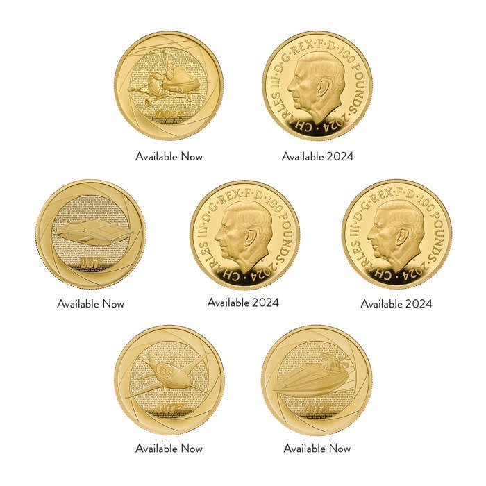 Six Decades of 007 UK 1oz Gold Proof Seven-Coin Collection 