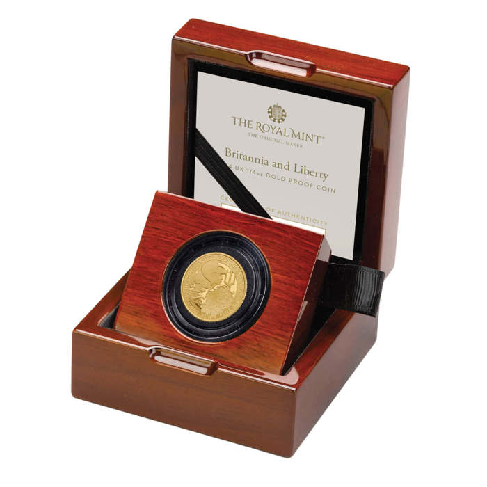 Britannia and Liberty 2024 UK 1/4oz Gold Proof Coin