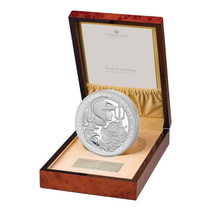 Britannia and Liberty 2024 UK 1KG Silver Proof Coin