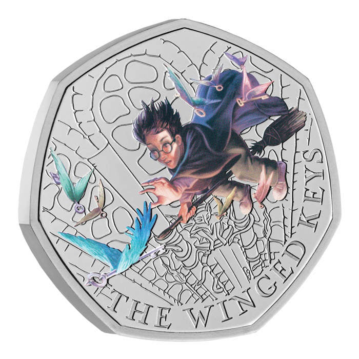 The Winged Keys 2024 UK 50p Brilliant Uncirculated Colour Coin