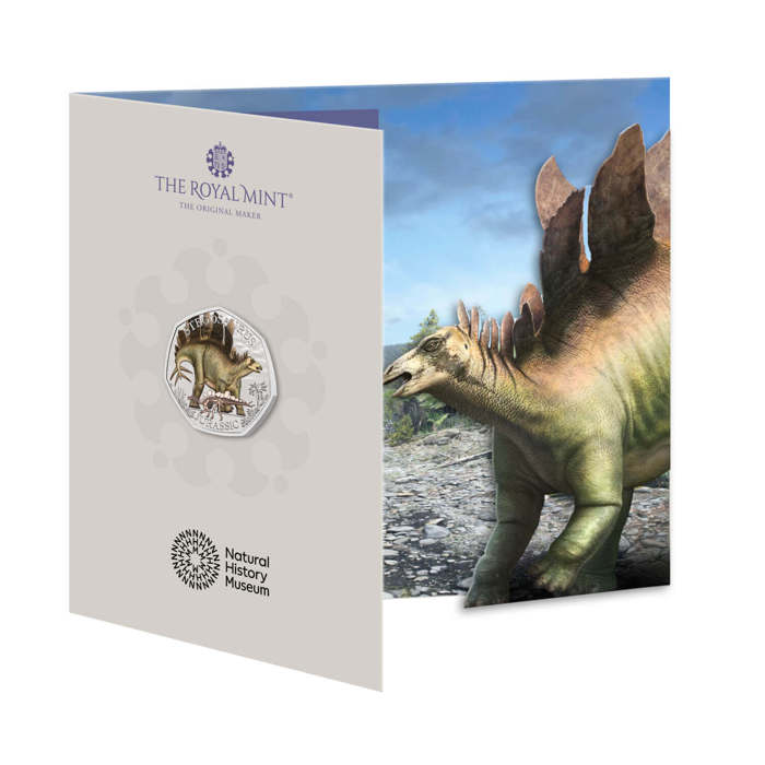 Stegosaurus 2024 UK 50p Brilliant Uncirculated Colour Coin