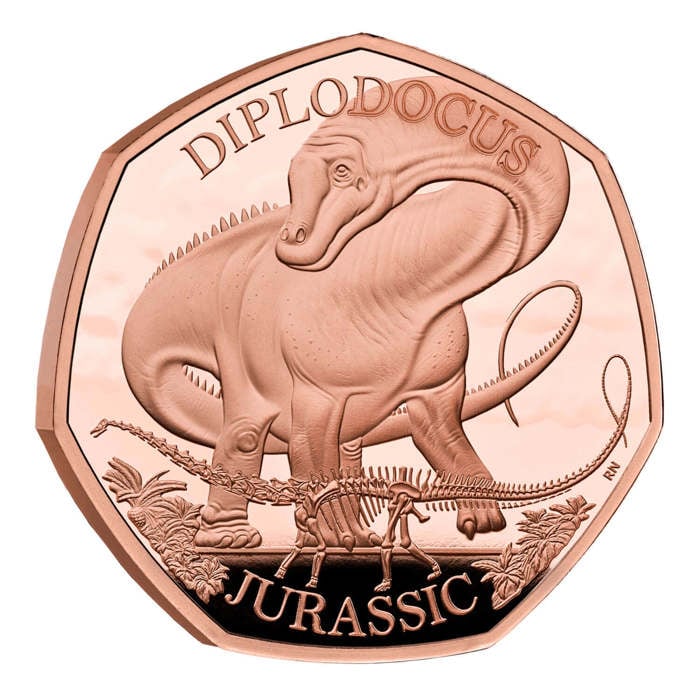 Diplodocus 2024 UK 50p Gold Proof Coin
