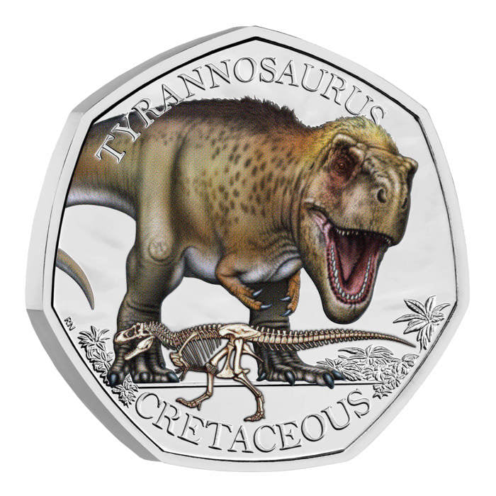Tyrannosaurus 2024 UK 50p Brilliant Uncirculated Colour Coin
