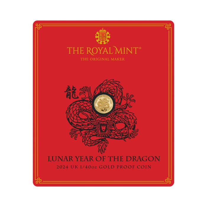 Lunar Year of the Dragon 2024 UK 1/40th oz Gold Proof Coin