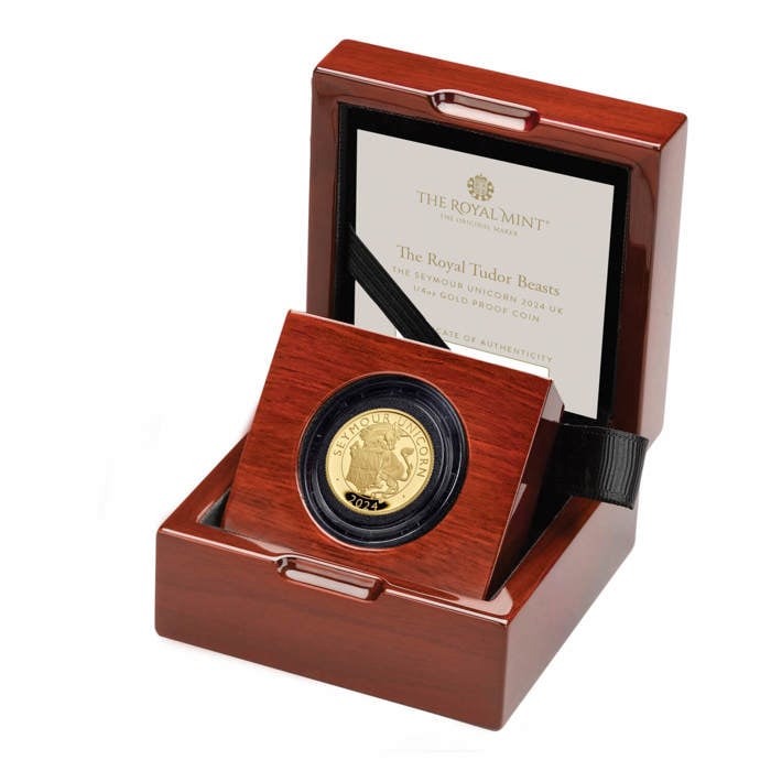 The Royal Tudor Beasts The Seymour Unicorn 2024 UK 1/4oz Gold Proof Coin