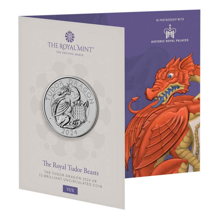 The Royal Tudor Beasts The Tudor Dragon 2024 UK £5 Brilliant Uncirculated Coin