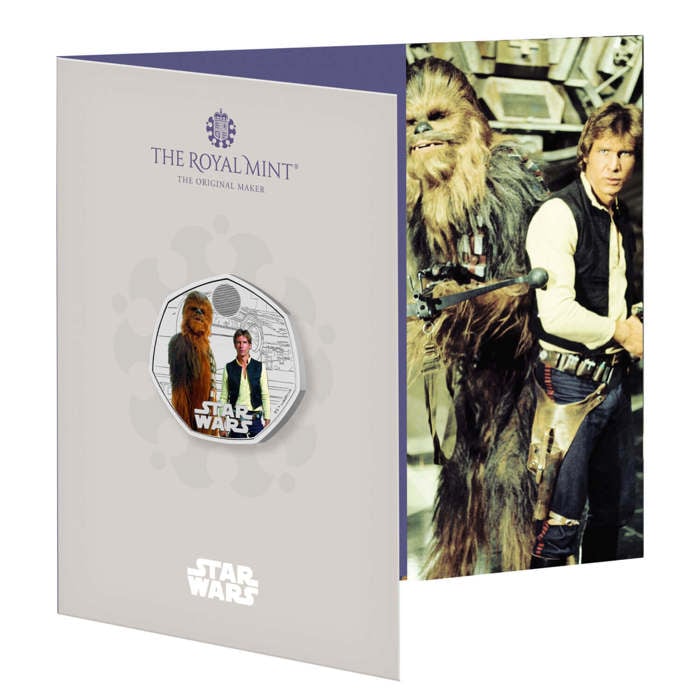Star Wars Han Solo and Chewbacca 2024 UK 50p Brilliant Uncirculated Colour Coin