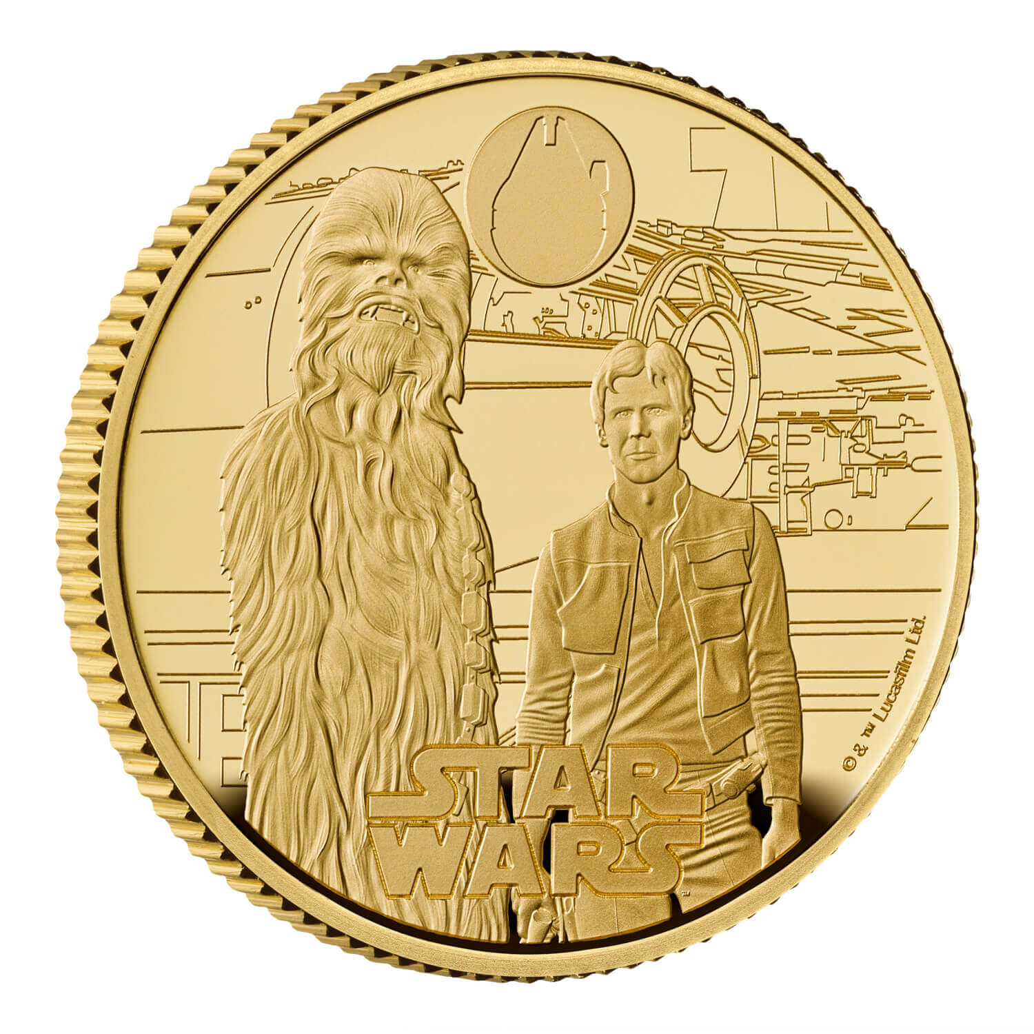 Star Wars Han Solo and Chewbacca 2024 UK 1/4oz Gold Proof Coin