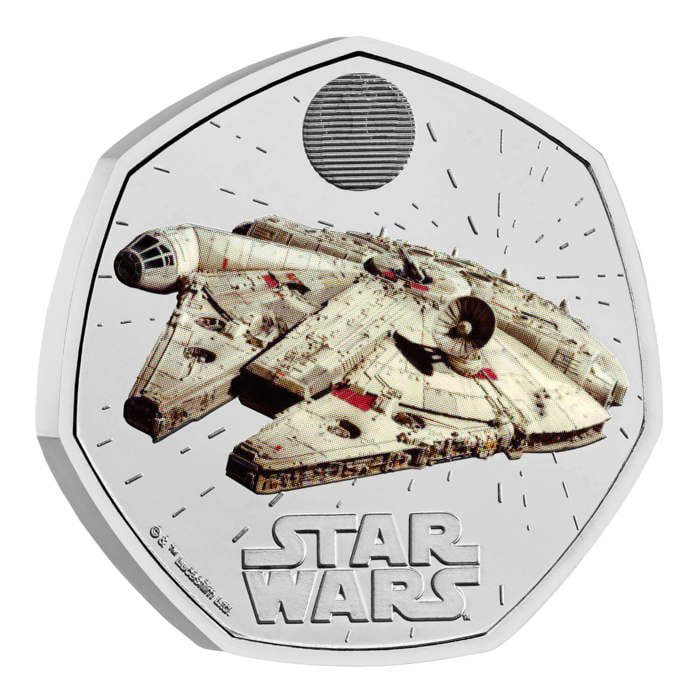 Star Wars Millennium Falcon 2024 UK 50p Brilliant Uncirculated Colour Coin