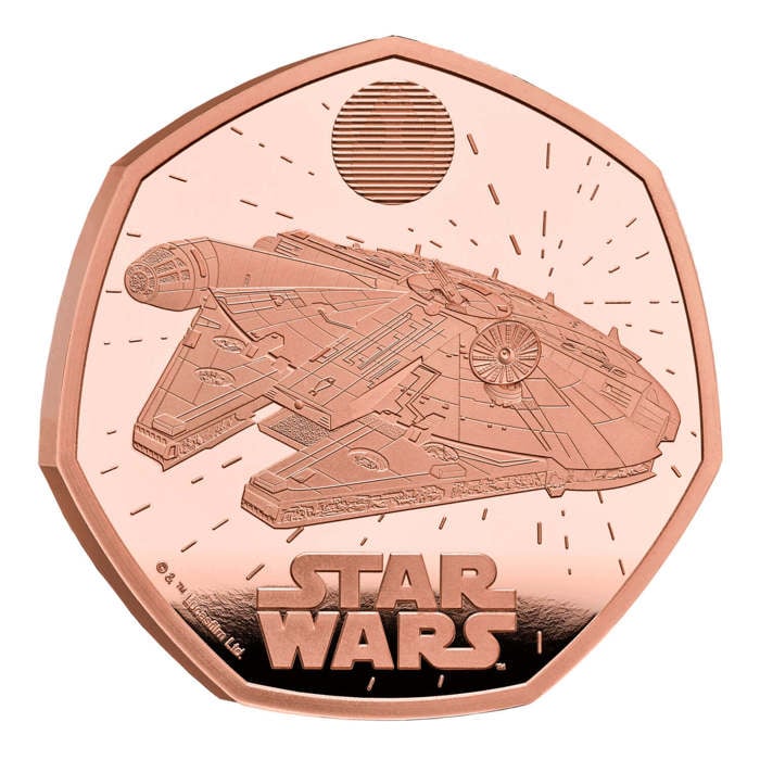 Star Wars Millennium Falcon 2024 UK 50p Gold Proof Coin 