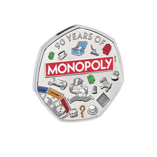 Monopoly 2025 UK 50p Brilliant Uncirculated Colour Coin - 2025 Royal Mint Release
