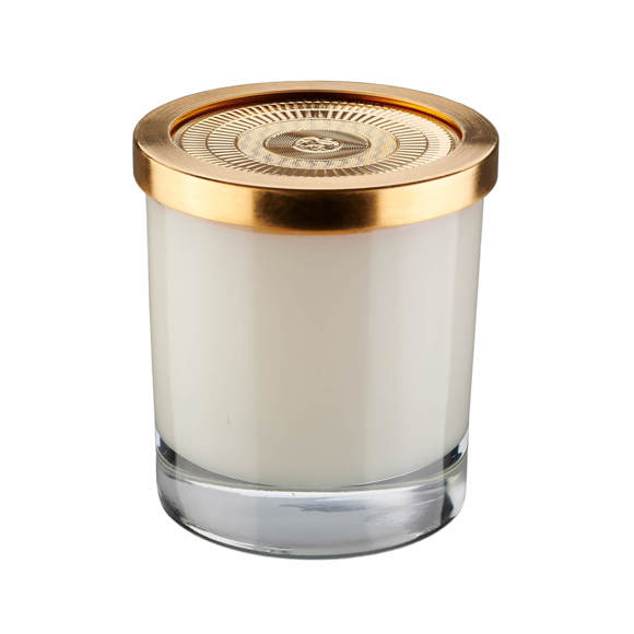 Scented Candle with Gold-plated Interplay of Light Silver Lid