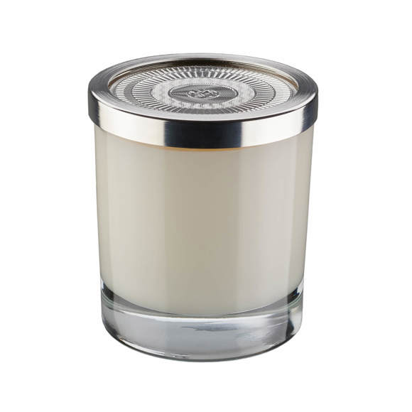 Scented Candle with a Silver-plated Interplay of Light Bronze Lid 