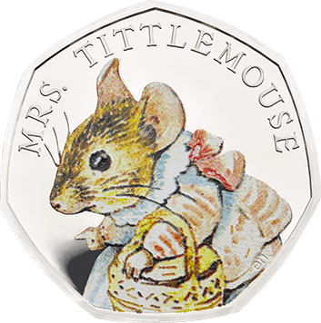Beatrix Potter 50p coin Uncirculated 2017 24ct Gold Plated Full Colour 50p coin fifty Pence coins Set Peter Rabbit Benjamin Bunny 2017