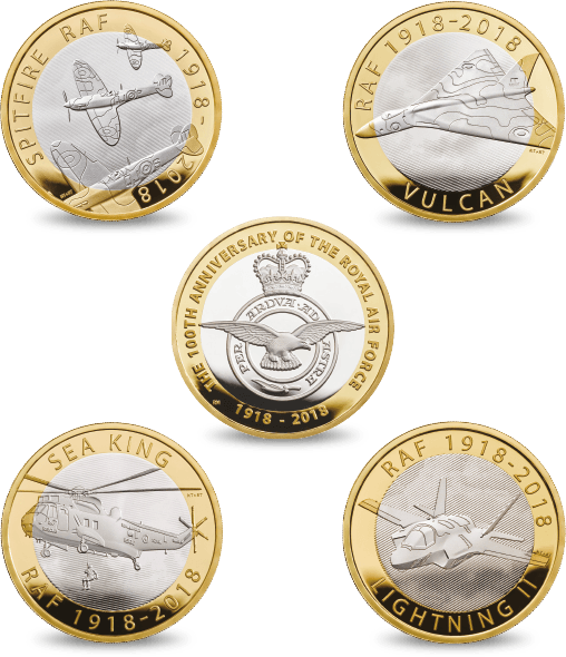 U.K Royal Air Force 100th Years 1918-2018Lancaster Pa474Gold Plated Coin 