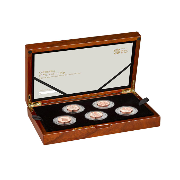 Celebrating 50 Years of the 50p 2019 UK 50p Gold Proof Coin Set British Culture