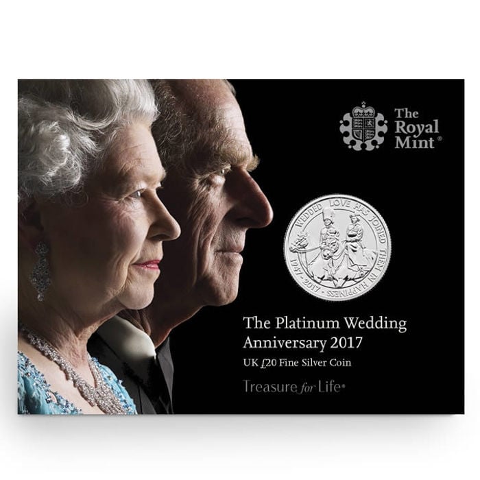 Platinum Wedding 2017 UK Fine Silver £20 Coin
