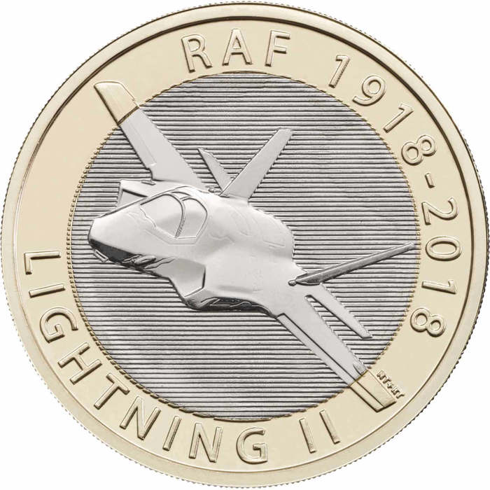RAF Centenary F-35 Lightning II 2018 UK £2 Brilliant Uncirculated Coin