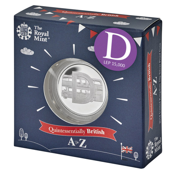 Double Decker Bus 2018 UK 10p Silver Proof Coin in Acrylic Block