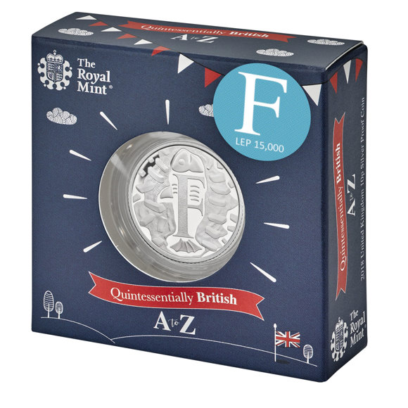 Fish and Chips 2018 UK 10p Silver Proof Coin in Acrylic Block