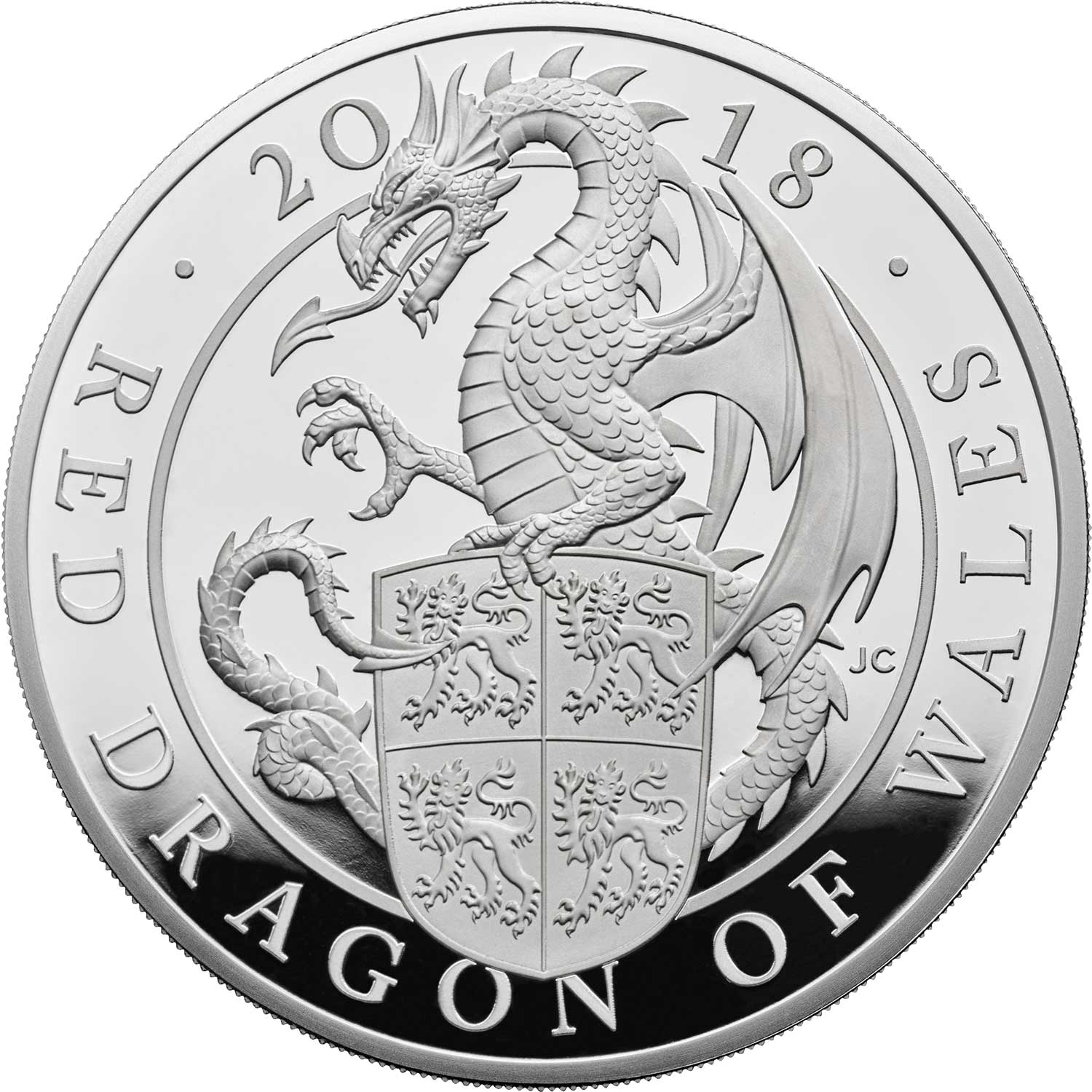 2017 U.K £5 Silver Queen's Beasts Red Dragon of Wales 2oz NGC MS69 Tower Label 