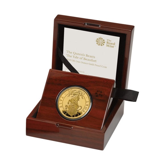 The Queen’s Beasts The Yale of Beaufort 2019 UK One Ounce Gold Proof Coin