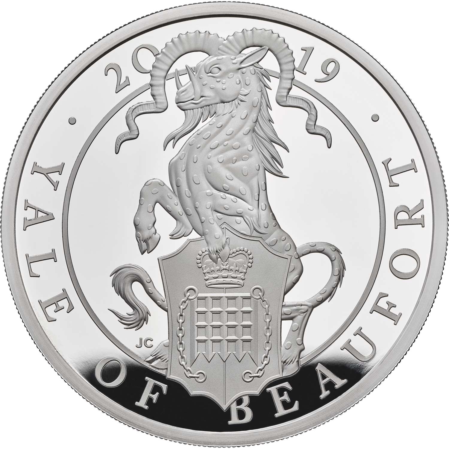 2019 Great Britain 2£ PROOF Silver 1oz Queen's 'Beasts Yale of Beaufort' PF70 UC