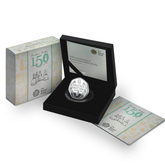 Beatrix Potter 150th Anniversary 2016 UK 50p Silver Proof Coin