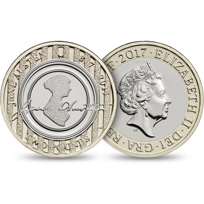 Jane Austen 2017 UK £2 Brilliant Uncirculated Coin