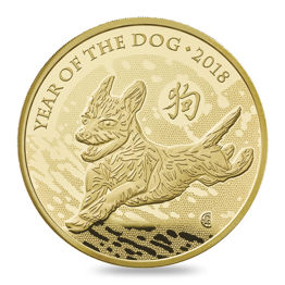 Lunar Year of the Dog 2018 UK Five Ounce Gold Proof Coin
